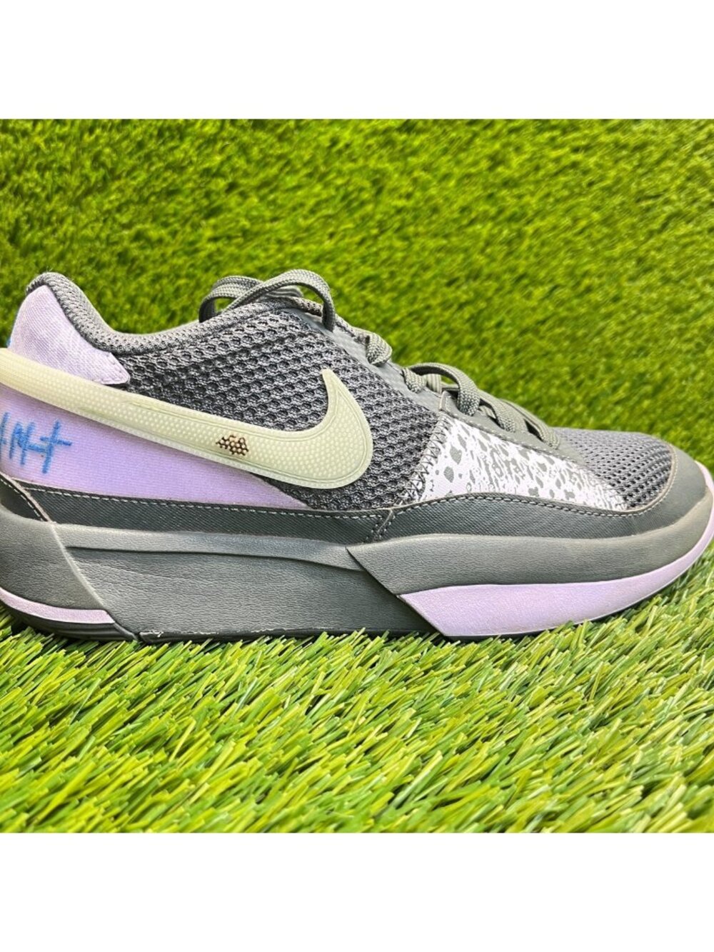 Nike Ja 1 Boys Size‎ 5.5Y Gray Purple Athletic Running Basketball Shoes Sneakers